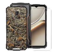 KJYFOANI for Doogee Fire 7 (6.56") Phone Case with Tempered Glass Screen Protector, Black Soft Silicone Shockproof Shell, Anti-Scratch Back Cover for - XV55