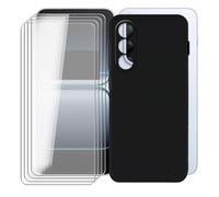 KJYFOANI for OnePlus Nord 5 (6.83") Phone Case with 4 x Tempered Glass Screen Protector, Black Soft TPU Shockproof Shell, Ultra-Thin Anti-Scratch Back Cover for - Black