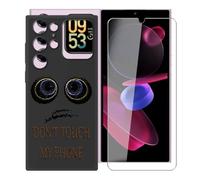 KJYFOANI for Oukitel C62 (6.88") Phone Case with Tempered Glass Screen Protector, Black Soft Silicone Shockproof Shell, Anti-Scratch Back Cover for - Don't touch