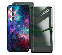 KJYFOANI for Realme P3 Lite 5G (6.67") Phone Case with Tempered Glass Screen Protector, Black Soft Silicone Shockproof Shell, Anti-Scratch Back Cover for - XV23