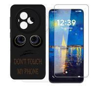 KJYFOANI for TCL NxtPaper 60 Ultra (7.20") Phone Case with Tempered Glass Screen Protector, Black Soft Silicone Shockproof Shell, Anti-Scratch Back Cover for - Don't Touch Me A