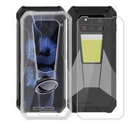 KJYFOANI for Unihertz 8849 Tank 4 Pro (6.73") Case + 1 x Tempered Glass Screen Protector, Transparent Soft Silicone TPU Shockproof Shell, Ultra-Thin Back Cover with Ring Kickstand - Claer