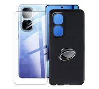 KJYFOANI for Vivo iQOO Neo10 Pro+ (6.82") Case + 1 x Tempered Glass Screen Protector, Black Soft Silicone TPU Shockproof Shell, Ultra-Thin Back Cover with Ring Kickstand - Black
