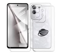 KJYFOANI for Vivo Y31 Pro 5G (6.72") Case + 1 x Tempered Glass Screen Protector, Transparent Soft Silicone TPU Shockproof Shell, Ultra-Thin Back Cover with Ring Kickstand - Claer