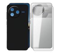 KJYFOANI for Xiaomi Poco F7 Pro (6.67") Phone Case with 2 x Tempered Glass Screen Protector, Black Soft TPU Shockproof Shell, Ultra-Thin Anti-Scratch Back Cover for - Black