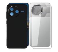 KJYFOANI for Xiaomi Poco F7 Pro (6.67") Phone Case with Tempered Glass Screen Protector, Black Soft Silicone Shockproof Shell, Anti-Scratch Back Cover for - Black