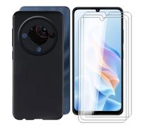 KJYFOANI for ZTE Blade A76 (6.75") Phone Case with 3 x Tempered Glass Screen Protector, Black Soft TPU Shockproof Shell, Ultra-Thin Anti-Scratch Back Cover for - Black