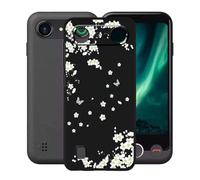 KJYFOANI Phone Case for Doro Aurora A10 4.50 Inch, Black Anti-Scratch Bumper Shell, Shockproof Anti-Drop Protection Case, Ultra-Thin Soft Back Cover for - White Flowers