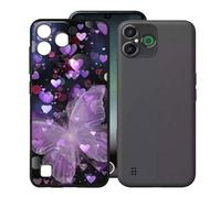 KJYFOANI Phone Case for Doro Aurora A30 6.10 Inch, Black Anti-Scratch Bumper Shell, Shockproof Anti-Drop Protection Case, Ultra-Thin Soft Back Cover for - Purple Butterflies