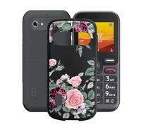 KJYFOANI Phone Case for Doro Leva L10 2.4 Inch, Black Anti-Scratch Bumper Shell, Shockproof Anti-Drop Protection Case, Ultra-Thin Soft Back Cover for Doro Leva L10 - Rose Flower