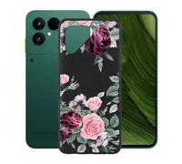KJYFOANI Phone Case for Fairphone 6 6.31 Inch, Black Anti-Scratch Bumper Shell, Shockproof Anti-Drop Protection Case, Ultra-Thin Soft Back Cover for - Rose Flower