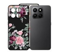 KJYFOANI Phone Case for Honor 400 Smart 4G 6.77 Inch, Black Anti-Scratch Bumper Shell, Shockproof Anti-Drop Protection Case, Ultra-Thin Soft Back Cover for - Roses
