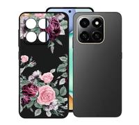 KJYFOANI Phone Case for Honor Play 10T 6.80 Inch, Black Anti-Scratch Bumper Shell, Shockproof Anti-Drop Protection Case, Ultra-Thin Soft Back Cover for - Roses