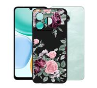 KJYFOANI Phone Case for Honor X5c Plus 6.74 Inch, Black Anti-Scratch Bumper Shell, Shockproof Anti-Drop Protection Case, Ultra-Thin Soft Back Cover for - Roses