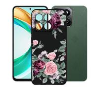 KJYFOANI Phone Case for Honor X6b 6.77 Inch, Black Anti-Scratch Bumper Shell, Shockproof Anti-Drop Protection Case, Ultra-Thin Soft Back Cover for - Roses