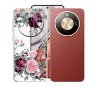 KJYFOANI Phone Case for Honor X9d (6.79"), Shockproof Bumper Soft Shell Cases for Honor X9d, Transparent Anti-Scratch Back Cover [Ultra Slim X Anti-Yellow] - Roses