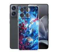 KJYFOANI Phone Case for Motorola Moto X70 Air (6.70"), Shockproof Bumper Soft Shell Cases for Motorola Moto X70 Air, Transparent Anti-Scratch Back Cover [Ultra Slim X Anti-Yellow] - Space Wolf