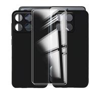 KJYFOANI Phone Case for Motorola Moto X70 Air (6.70") with 2 x Tempered Glass Screen Protector, Black TPU Shockproof Shell, Ultra-Thin Soft Silicone Anti-Scratch Back Cover - 2 PACK