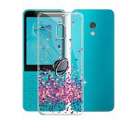 KJYFOANI Phone Case for Nokia 235 4G 2024 (2.80"), Shockproof Shell Bumper Soft Shell Cases for Nokia 235 4G 2024, with 360° Rotation Ring Kickstand Anti-Scratch Clear Back Cover - Pink Love