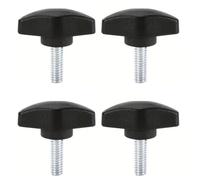 Kjzeex 4 Pcs Tee Wing Knobs Thumb Screws, M6 x 16mm Standard Male Thread Plastic T Knobs Handles Hand Clamping Knobs Grip Thumbscrew (Black)