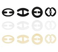 Kjzeex Bra Strap Clips, 12PCS Racer Back Bra Clip Anti-Slip Bra Strap Holder Bra Strap Converter Bra Clips for Racer Back (Clear, Black, Beige)