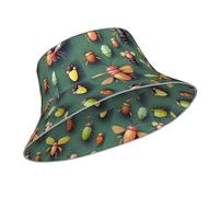 KJZJZCCB Insect Atlas Reflective Bucket Hat, for Men and Women, Day and Night, Safety, Cycling, Running, Fashionable Outdoor Sports. Black