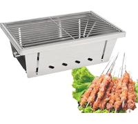 KJZQXYX Portable Barbecue Grill, Foldable Stainless Steel Cooking Chal BBQ,Tabletop Charcoal Grill, for Hiking Garden Balcony Patio (S)