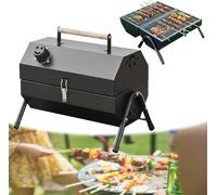 KJZQXYX Portable Chal Grill,Tabletop Camping Charcoal BBQ Grill, with Dual Sided Grate Tive,for Outdoor Camping,Picnics,Parties (black)