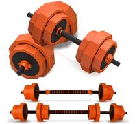 KK 20kg Adjustable Dumbbell & Barbell Set with Anti-Roll Hex Design | 8x1.25kg & 4x2.25kg Vinyl Plates | Spin Lock Anti-Loose Connector Bar