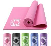 KK 6mm Thick Yoga Mat - PVC Non Slip Exercise Mat - 180 x 60 cm - Perfect for Pilates, Stretching & Gymnastics - Compact Lightweight With Carry Bag (PINK)