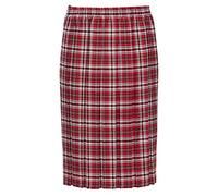 KK Fashion Lines Ladies Tartan Box Pleated Skirt, Elasticated Waist, 27" Length (20, Red 3)