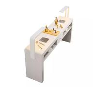 KK-GGL Dexule Manicure Table Pro, Heavy Duty Nail Workstation Desk for Nail Tech, Nail Table with Light & Nail Power Collector, Nail Station for Beauty Salon Furniture & Equipment, White,120cm