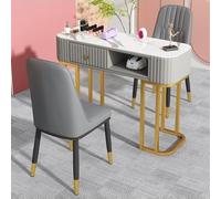 KK-GGL Modern Manicure Table, Nail Station for Beauty Salon Furniture, Nail Desk with Open Shelves, Beauty Salon Nail Station with Drawers, Nail Station for Beauty Salon Furniture,Gray 100cm