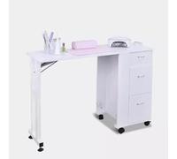 KK-GGL Portable Manicure Table with Drawers, Rolling Nail Workstation Desk, Foldable Salon Spa Nail Table Station with Cabinet, Nail Makeup Desk, Nail Desk for Nail Tech, Mobile Nail Art Workstation