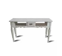 KK-GGL Retro Manicure Table, Vintage Style Wooden Nail Desk for Nail Tech, Old School Manicure Workstation Desk, Wooden Nail Tech Salon Desk with Drawer, Beauty Salon Nail Station, White,120cm