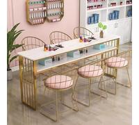 KK-GGL Simple Manicure Table, Marble Texture Nail Desk for Nail Tech, Nail Desk with Open Shelves, Professional Nail Salon Desk for Manicure Store, Beauty Salon Workstation,B 160cm