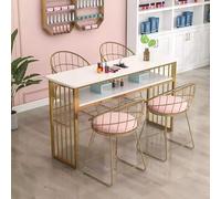 KK-GGL Simple Manicure Table, Marble Texture Nail Desk for Nail Tech, Nail Desk with Open Shelves, Professional Nail Salon Desk for Manicure Store, Beauty Salon Workstation,A 120cm