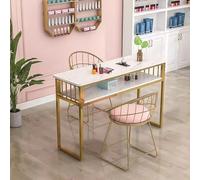 KK-GGL Simple Manicure Table, Marble Texture Nail Desk for Nail Tech, Nail Desk with Open Shelves, Professional Nail Salon Desk for Manicure Store, Beauty Salon Workstation,B 100cm