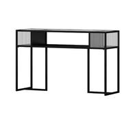 KK-GGL Tempered Glass Manicure Table, Professional Nail Makeup Desk with Open Shelf, Heavy Duty Striped Glass Manicure Workstation Desk for Nail Tech, Manicure Salon Spa Nail Table Station,100cm