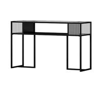 KK-GGL Tempered Glass Manicure Table, Professional Nail Makeup Desk with Open Shelf, Heavy Duty Striped Glass Manicure Workstation Desk for Nail Tech, Manicure Salon Spa Nail Table Station,160cm