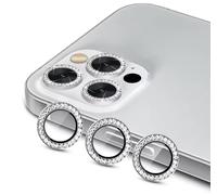 KK KENIK Camera Lens Protector For iPhone 13 Pro, Diamond Crystal Ring Design, 9H Tempered Glass, Case Compatible, HD Clear,iphone 13 Pro Camera Lens Protector (Silver)