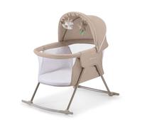 kk Kinderkraft Baby Crib 3 in 1 LOVI, Cradle, Travel Cot, Rocker, Easy Folding and Unfolding, Adjustable Canopy, with Accessories, Mattress Cover, Included Toys, Transport Bag, for Newborn, 0-9 kg, Beige