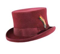 KK TRADERS (MCR) LTD Mens Ladies Unisex 100% Wool King Ice Top Hat with Satin Lining with Feather UK (Maroon, Medium (58 cm))