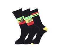 KK TRADERS (MCR) LTD Mens Rasta Ganja Weed Leaf Stripe Jah Lion of Judah Crew Good Socks UK Size 6-11 (Black-Multi, Pack of 3)
