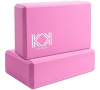 KK Yoga Blocks Set of 2 - High Density EVA Foam Yoga Bricks - 3D Beveled Edges Design For Easy Gripping - 23×15×8 cm Lightweight & Sturdy Gymnastic Blocks - Multi-Functional Dance Blocks (Pink, 2Pc)