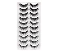 KK05 3D Artificial Eyelashes Russian False Eyelashes Natural Look Curly Cat Eye Lashes D Curl False Eyelashes with Natural Wispy Volume Cat Eye Eyelashes 10 Pairs