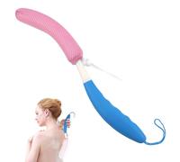 KkaFFe Back Scrubber for Shower，Mesh Sponge Shower Brush with Long Handle for Use in Back Shower,Bath Brush for Exfoliating Body Scrubber(Blue-Pink)