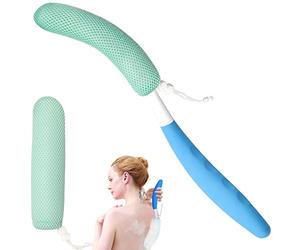 KkaFFe Long Handle Sponge Shower Brush, Handle Shower Brush, Back Scrubbing Brush. Suitable for Various Groups of People as a Bathing aid, Easy to Touch Every inch of Your Skin