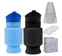 KkaFFe Pee Bottles for Men, Adjustable Emergency Urinal, Car Pee Bottle for Men and Women, Portable Toilet for Car, Shrinkable Personal Mobile Toilet,Urine Bottle (Blue and Black, One Size)