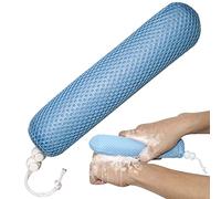 KkaFFe Shower Body Brush Skin Exfoliating Curved Back Scrub Brush Massage Bath Brush Extra Large Curved Handle European and American Hand-Shaped Removable Bold Long Handle Back Washer (Blue+A)